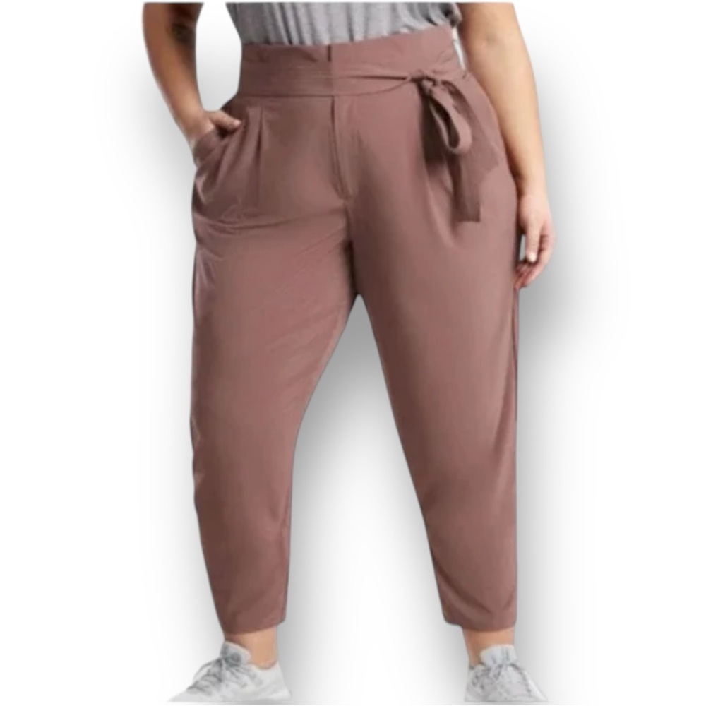 Athleta Skyline II Tie Front Mauve Trouser Pant Women's Size 24W Athleisure
